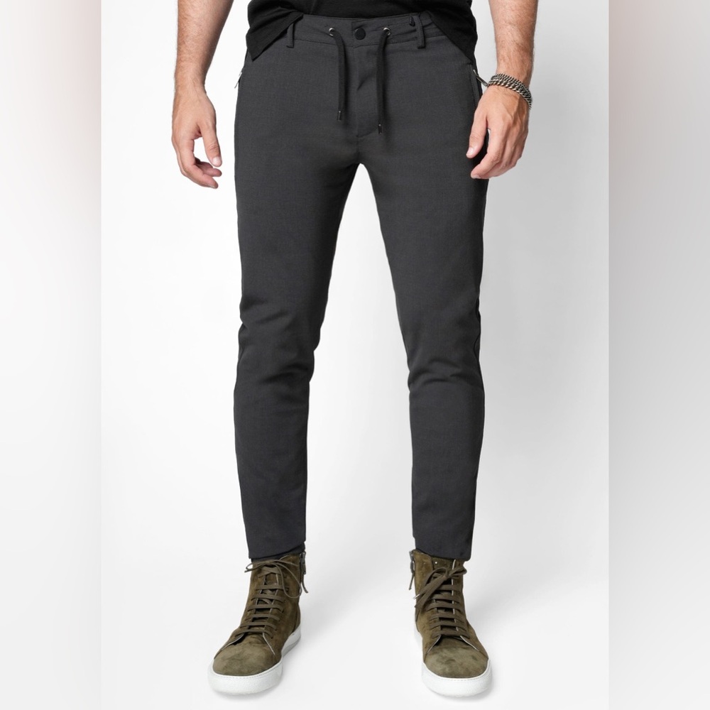 ARI Men's Charcoal Drawstring Joggers with Zip Pockets
